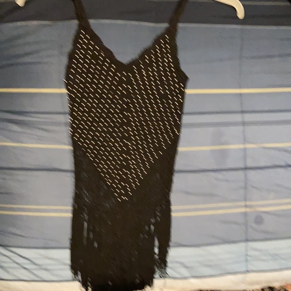 Black tank with silver balls and fringe - Picture 2 of 2
